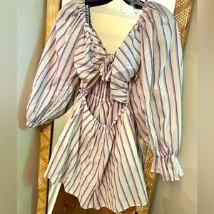 Topshop Cutout Romper | White and Purple | Size 4